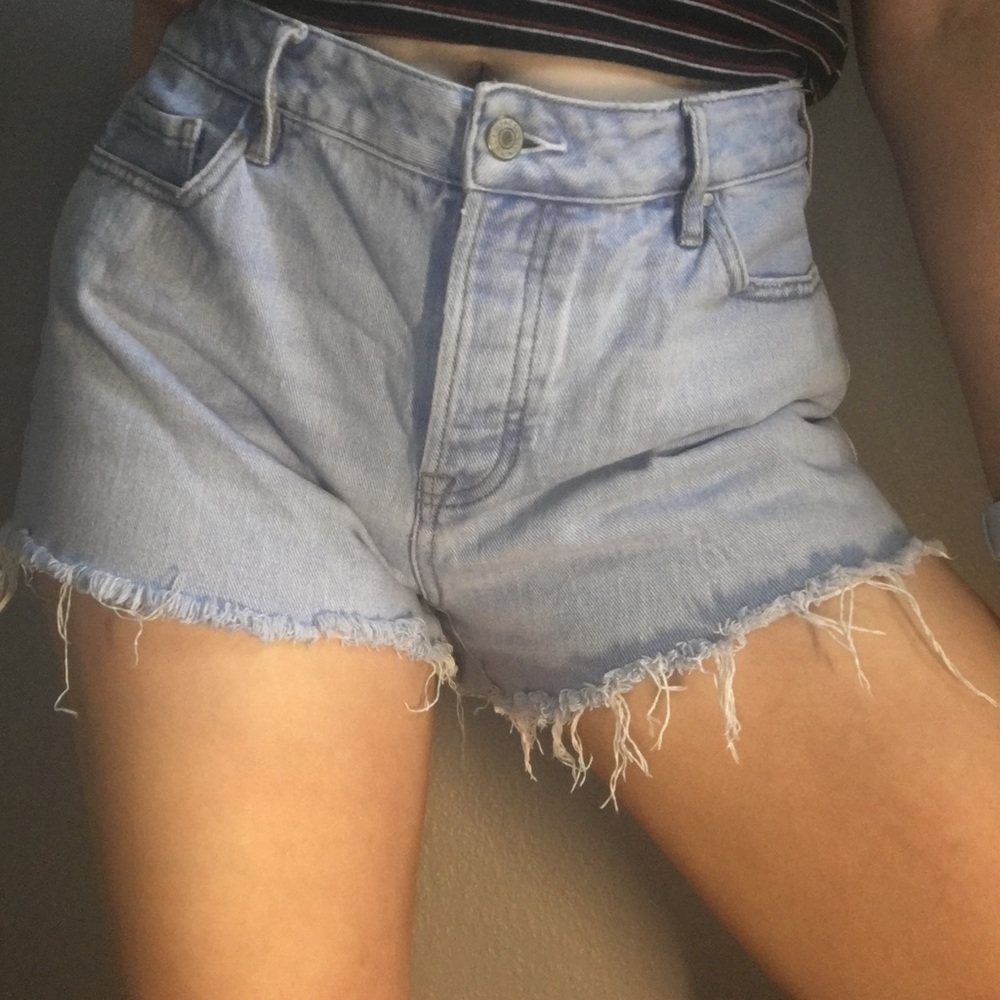 Light wash denim shorts